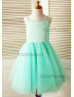 Turquoise Tulle Ivory Lace Two Piece Flower Girl Dress 